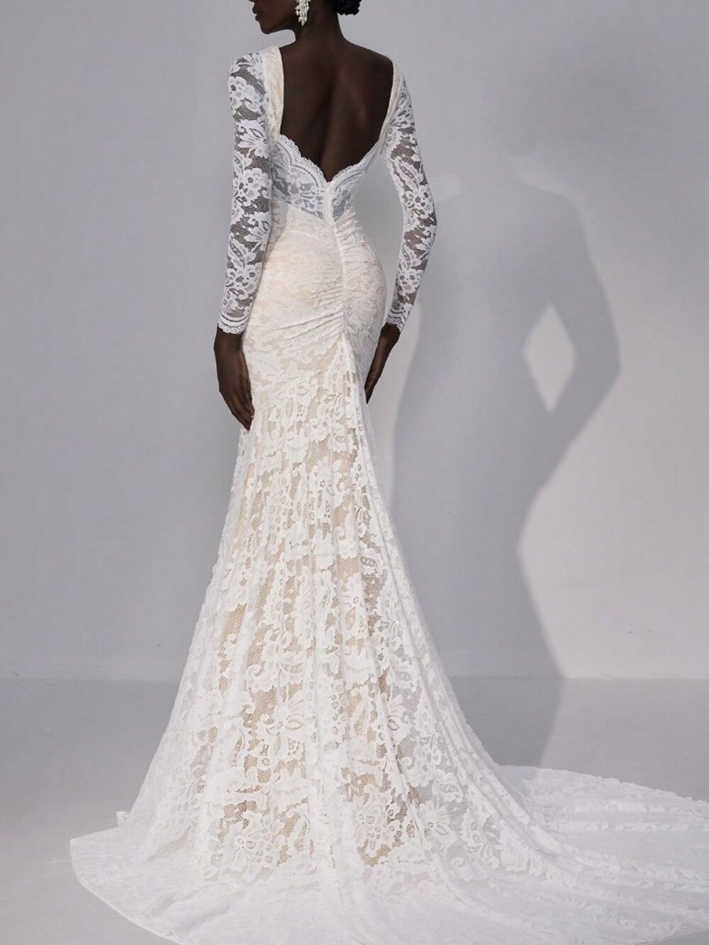 Beige Elegant Women's Wedding Dress - Picture 2 of 6